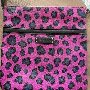 Vera Bradley Fuschia Leopard Print Faux Leathet Women's Crossbody Bag